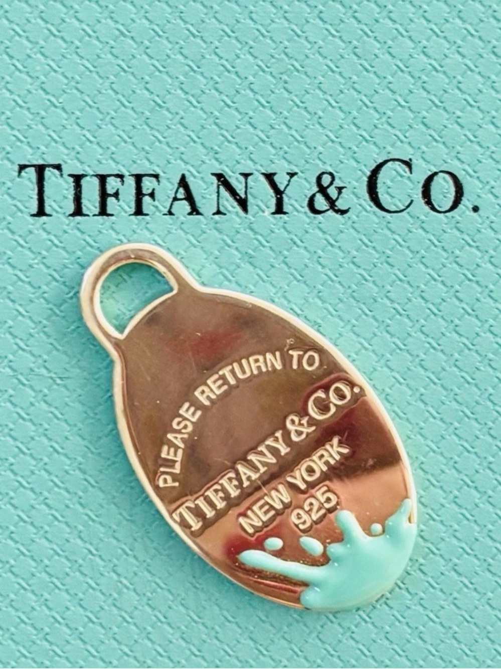 Tiffany & Co. Silver Tag Pendant with Blue Enamel Accent